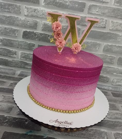 Bolo Rosa Pink Com Glitter, Birthday 19, Wave Cake, Grad Parties, Sweet 16, Birthday Cake, Pasta, Glitter, Cake