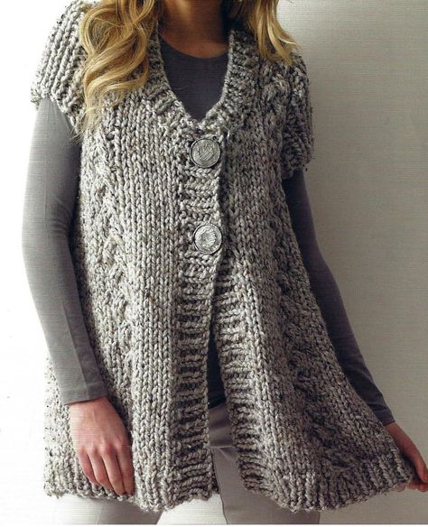 Waistcoat Knitting Pattern, Ladies Waistcoat, Waistcoat Woman, Knitting Sweater, Easy Knit, Pdf Knitting Pattern, Super Bulky, Hat Knitting Patterns, Knitted Poncho