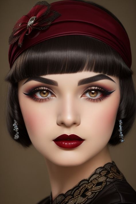 1910-1920-s make up stile 1890 Makeup Look, 1920s Women Makeup, Peaky Blinders Makeup Women, Great Gatsby Make Up, Flapper Makeup 1920s Gatsby Hair, Flapper Hair And Makeup, 1920 Makeup Gatsby, 1920s Makeup Flapper, 1920s Eye Makeup