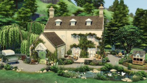 Cottagecore Sims 4, Sims 4 House No Cc, Cottage Sims 4, Sims 4 Cottage Living, No Cc Sims, Cottage Core Garden, Sims 4 Cottage, Cottage Core Home, Sims 4 House