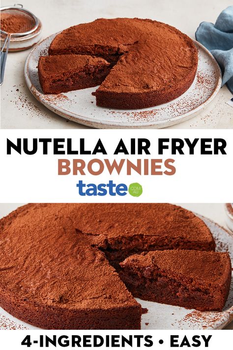 Airfryer Recipes Dessert, Airfryer Desserts, Airfryer Baking, Air Fryer Brownies, Air Fryer Cake Recipes, Nutella Brownie, Nutella Recipes Easy, Air Fryer Recipes Dessert, New Air Fryer Recipes