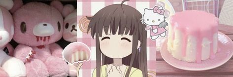 Fruits Basket Header, Cute Headers For Twitter, Fruits Basket Anime, Twitter Header Aesthetic, Cute Headers, Pink Foods, Tablet Wallpaper, Header Banner, Fruits Basket