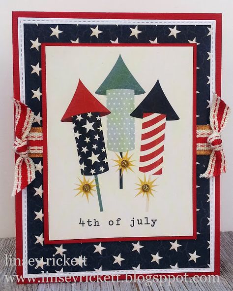 Really Reasonable Ribbon Blog: 4th Of July Card Independence Day Card, Military Cards, July Holidays, Ribbon Craft, Summer Cards, Making Greeting Cards, July Crafts, July 10, Enjoy Today