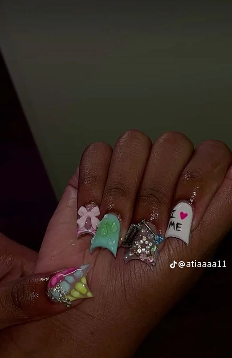 Unique Acrylic Nail Designs, Junk Nails, Acrylic Nail Set, Hard Nails, Duck Nails, Colored Acrylic Nails, Girly Acrylic Nails, Short Square Acrylic Nails, Long Acrylic Nails Coffin