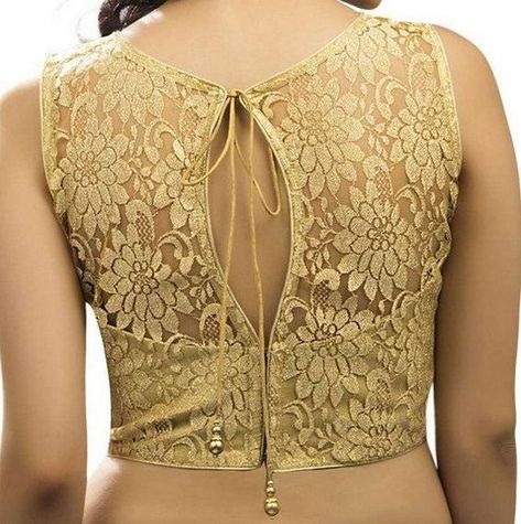 20+ Latest Golden Blouse Designs | Wedlockindia.com Kerala Blouse Designs, Golden Color Blouse Designs, Color Blouse Designs, Golden Blouse Design, Blouse Designs Ideas, Golden Blouse Designs, Sleeveless Blouse Designs, Golden Blouse, Netted Blouse Designs