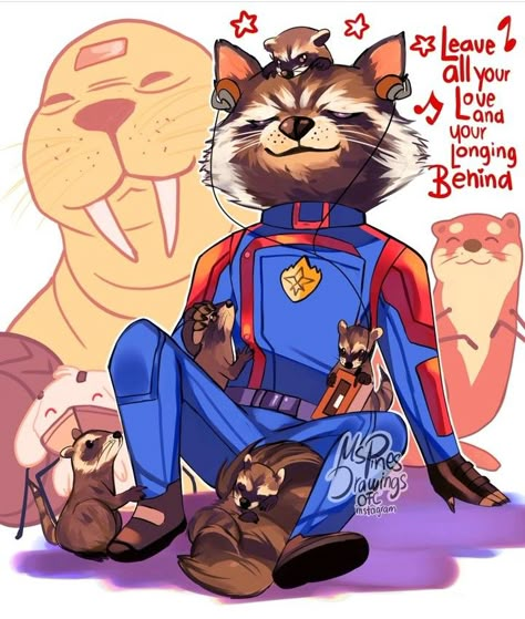 Guardians Of The Galaxy Rocket Fan Art, Rocket Raccoon Fanart, Rocket Raccoon Art, Guardians Of The Galaxy Fanart, Anthro Characters, Rocket Racoon, Puppy Time, Movie Nerd, Univers Marvel