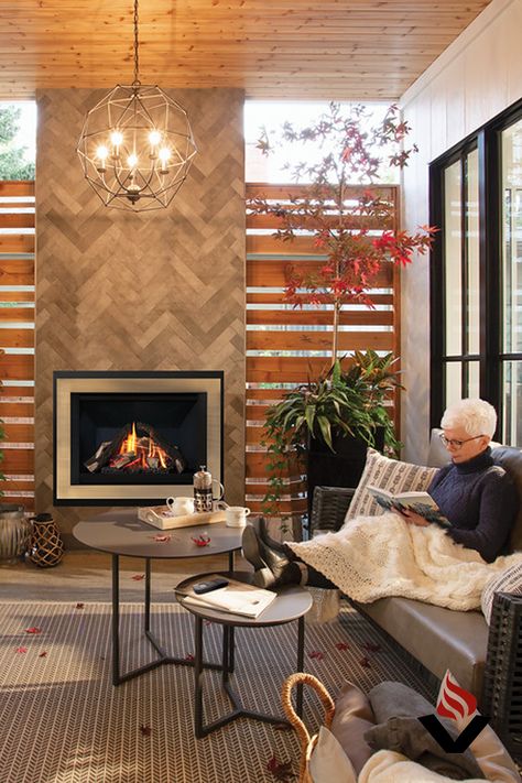 Creating luxurious outdoor spaces has surged in popularity after the pandemic caused so many to spend more time at home. Enhance your patio or outdoor room with a gas fireplace, making it both beautiful and comfortable. Design your exterior space today! Gas Fireplace Outdoor, Fireplace Indoor, Indoor Gas Fireplace, Office With Fireplace, Fireplace Gas, Hanging Fireplace, Deck Fireplace, Fireplace Outdoor, Indoor Outdoor Fireplaces