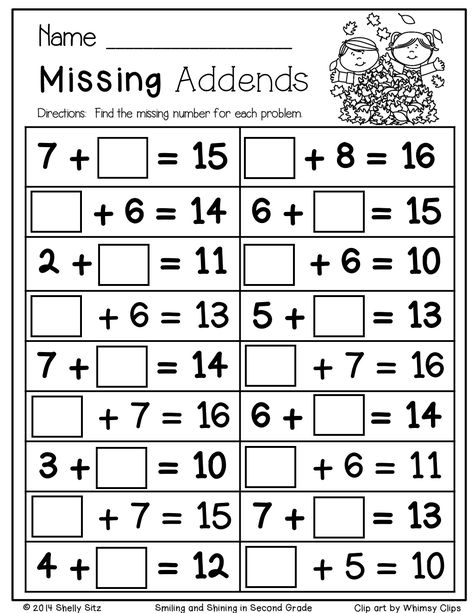 Year 1 Maths Worksheets Missing Addends, 3rd Grade Math Worksheets, Fall Math, 2nd Grade Math Worksheets, 1st Grade Math Worksheets, Winter Math, Christmas Math, Kids Math Worksheets, Math Printables