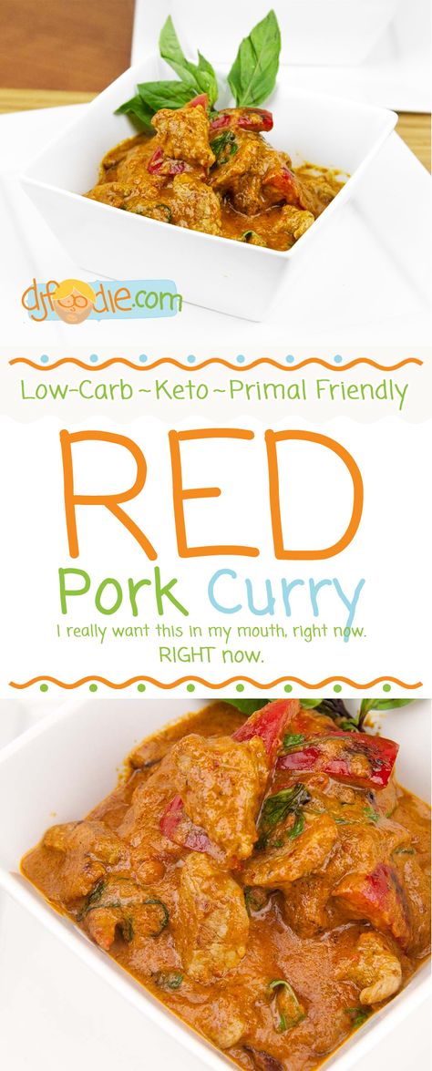 Thai Red Pork Curry / @DJ Foodie / DJFoodie.com Pork Red Curry, Pork Curry Recipes Simple, Ginger Soy Marinade, Primal Living, Keto Pork, Pork Curry, Clean Foods, Quick Stir Fry, Vietnam Food