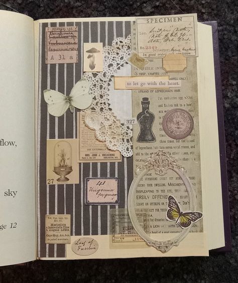 Academia Journal, Gothic Junk Journal, Gothic Journal, Whimsical Gothic, Embellishment Ideas, Scrapbook Design Layout, Writing Journals, Scrapbook Design, Collage Journal