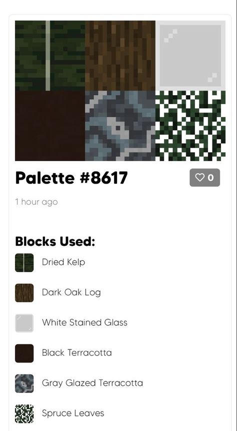 Minecraft Block Palette Mangrove, Minecraft Block Pallets, Block Pallet Ideas Minecraft, Minecraft Colour Palette, Color Palette Minecraft, Minecraft Color Palette, Minecraft Palettes, Minecraft Palette, Minecraft Block Palette