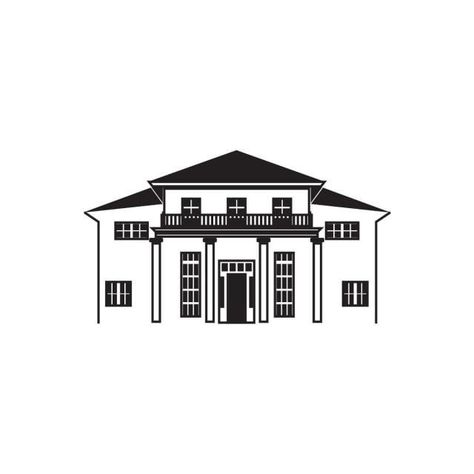 Art House Drawing, House Line Art, Mansion Drawing, Classic Villa Exterior, House Logo Icon, Drawing Man, Mansion Aesthetic, House Elements, Man Drawing