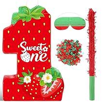 Strawberry Theme Birthday, Strawberry 1st Birthday, First Birthday Cupcakes, Birthday Pinata, Strawberry Theme, Baby Shower Party Games, Colorful Confetti, Summer Birthday Party