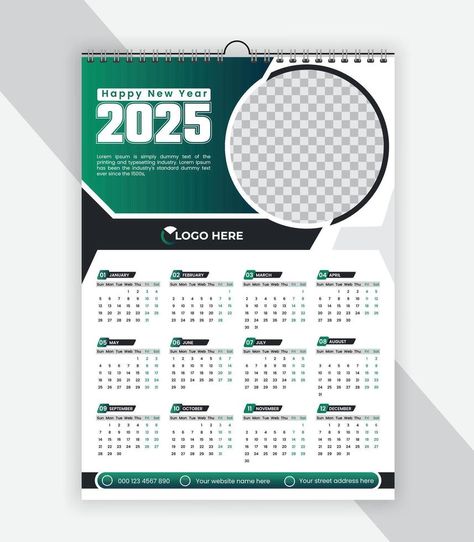 2025 Calendar Design Template, 2025 Calendar Design, Calendar Design 2025, Wall Calendar Design, Page Wall, Certificate Of Completion Template, Logo Design Mockup, Clip Art Frames Borders, Calendar Design Template