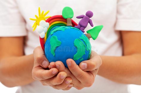 Life on earth - environment and ecology concept. With clay earth globe in child , #AFF, #environment, #ecology, #Life, #earth, #concept #ad Clay Modelling For Kids, Clay Modelling, Save Environment, Clay Moulding, Infographic Design Inspiration, Environmental Awareness, Story Of The World, Local Community, Art Drawings For Kids