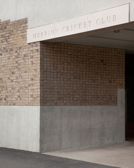 Brick And Concrete Facade, Taka Architects, Cricket Pavilion, Brick Door, Santa Chiara, Brick Face, Entrance Halls, Town Planning, Brick Cladding