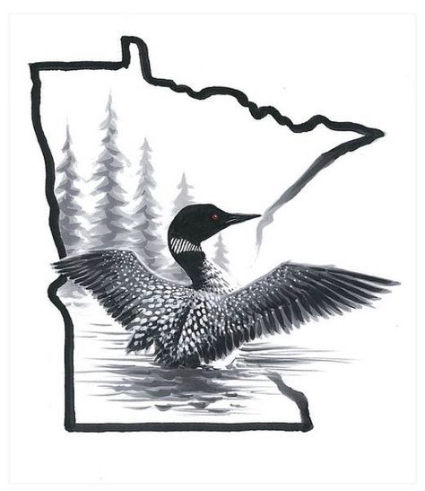 Loon Art, Loon Tattoo, Minnesota Tattoo, Black Canvas Art, Limited Edition Art Print, Limited Edition Art, Tattoo You, Black Canvas, Limited Edition Prints