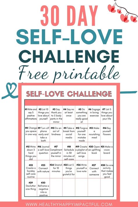 love yourself challenge printable 30 Day Self Love Challenge, Self Love Challenge, 365 Jar, Handbags Coach, Handbag Gucci, Gratitude Activities, Personal Growth Plan, Falling In Love Quotes, Fendi Handbags