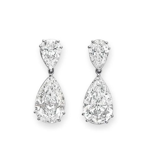 A PAIR OF DIAMOND EAR PENDANTS, BY GRAFF | diamond | Christie's Damas Jewellery, Pear Diamond Earrings, Graff Jewelry, Graff Diamonds, Diamond Tops, High Jewellery, Fantasy Closet, Harry Winston, Diamond Brooch