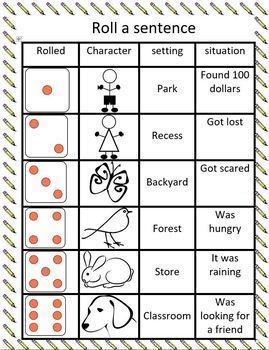 Roll A Sentence, Precision Teaching, Small Group Activity, Roll A Story, Speech Writing, Parts Of A Sentence, Sentence Activities, Writing Prompts Romance, Creative Lesson Plans