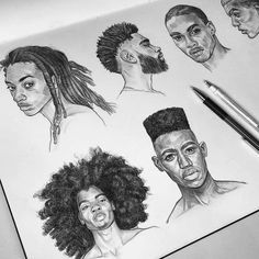 Penanda Buku, Black Guy, Drawing Hair, 얼굴 그리기, Drawing Studies, Arte Sketchbook, Sketch Inspiration, Guy Drawing, Afro Art