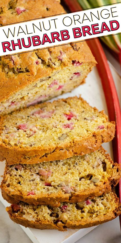 Rhubarb Bread Recipe, Savory Biscuits, Orange Bread Recipe, Rhubarb Bread, Best Homemade Bread Recipe, Orange Bread, Fresh Orange Juice, Walnut Bread, Yeast Bread Recipes