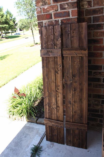 Farmhouse Outside, Rustic Foyer, Wood Shutters Exterior, Farmhouse Trim, Rustic Front Porch, Rustic Diy Projects, Rustic Shutters, House Shutters, Diy Shutters