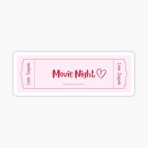 Movie Night Stickers, Night Stickers, Love Coupons, Night Love, Free Day, Movie Night, Cute Love, Sticker Design, Sell Your Art