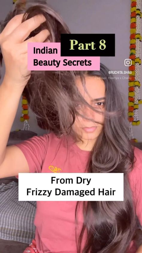 Repair frizzy dry damaged hair using simple homemade hair mask all natural Indian Beauty Secrets, Dry Hair Remedies, Frizzy Hair Remedies, Hair Masks For Dry Damaged Hair, Hair Mask For Dandruff, Mask For Damaged Hair, Quick Hair Growth, Dry Hair Treatment, Caring For Frizzy Hair