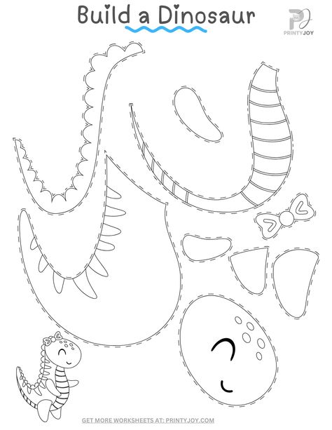 Build a Dinosaur Craft Free Printable D Is For Dinosaur Printable, Dinosaur Tracing Sheets Free Printable, Dinosaur Do A Dot Printables Free, Dinosaur Clip Art Black And White, Dinosaur Connect The Dots Free Printable, Build A Dinosaur, Dinosaur Worksheets, Body Craft, Singular And Plural