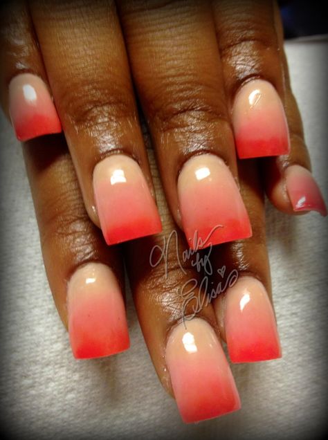 Pink Coral Nails, Coral Ombre Nails, Mood Changing Nails, Nails Feet, Coral Ombre, Ombré Nails, Coral Nails, Nails Nude, Ombre Nails Glitter