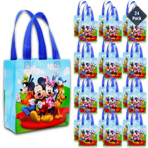 PRICES MAY VARY. Disney Mickey and Friends Party Favor Bags Set – 24 Pack of 8" Mickey Mouse Party Goodie Bags for Kids Bulk Reusable Totes (Mickey and Friends Birthday Party Supplies). This Mickey Mouse party favors set includes 24 durable mini reusable tote bags with handles. Each tote bag measures 8" x 7" x 3.25" and features colorful artwork of Mickey and Friends. Sure to delight kids, these Mickey and Friends mini tote bags are great party favors, party supplies, goodie bag fillers, non-can Mickey And Friends Birthday Party, Mickey Mouse Party Favors, Party Goodie Bags, Goodie Bags For Kids, Disney Birthday Party, Birthday Goodie Bags, Bags For Kids, Mouse Party, Mickey Mouse Party