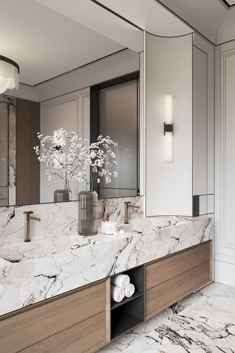 Modern Luxury Bathroom Marble, Toilet Design Modern, Restroom Design, Marble Sink, Great Bathrooms, Luxury Marble, Vanity Design, Bathroom Design Inspiration, Classic Interior Design