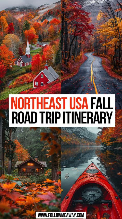 Northeast USA Fall Road Trip Itinerary Northeast Road Trip Fall, Fall Northeast Roadtrip, Northeast Usa Travel, Massachusetts Fall Road Trip, Northeast Road Trip Summer, Usa East Coast Road Trip, Northeast Road Trip, Fall Travel Destinations, Fall Foliage Trips