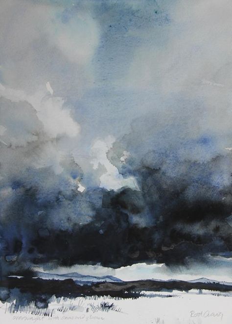 Watercolour Skies, Ravenclaw Aesthetics, Watercolour Aesthetic, Accessible Toilet, Skies Painting, Watercolor Skies, Watercolour Sky, Seascape Paintings Acrylic, Dark Watercolor