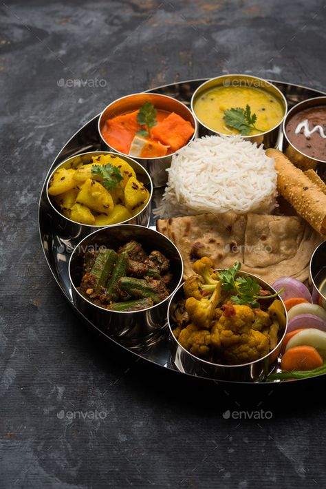 Dsc 2853 by stockimagefactory. Indian Hindu Veg Thali or food platter for lunch or dinner #Sponsored #Indian, #Hindu, #stockimagefactory, #Dsc Veg Thali Photography, Non Veg Thali, Hindu Food, South Indian Thali, Gujarati Thali, Indian Thali, Indian Food Photography, Food Platter, School Recipes