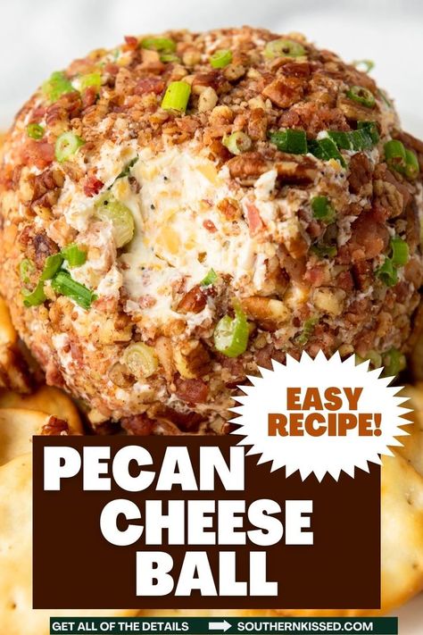 This classic cheese ball with bacon, pecans, and green onions is the ultimate party appetizer. Easy to make and always a crowd-pleaser – try it and leave a comment with your favorite dippers! Best Cheeseball Recipe Ever, Bacon Cheese Ball Recipes, Old English Cheese Ball, Easy Cheese Ball Recipe, Cheese Ball With Bacon, Cheese Ball With Pecans, Easy Cheese Balls, Best Cheese Ball Recipes, The Best Cheese Ball