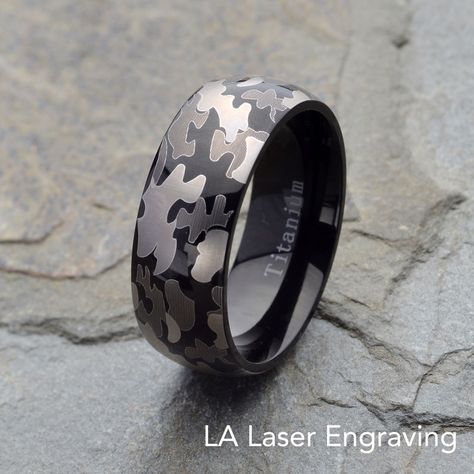 Titanium Wedding Band, Domed, Camouflage Laser Engraved, Mens wedding ring Camouflage Wedding, Titanium Rings For Men, Mens Wedding Ring, Titanium Wedding Band, Men's Wedding Ring, Titanium Rings, Wedding Men, Laser Engraved, Laser Engraving