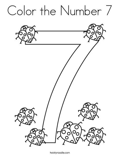 Color the Number 7 Coloring Page - Twisty Noodle Number 7 Coloring Page, Number 7 Activity, Number 7 Crafts For Preschoolers, Number 7 Craft, Number 7 Activities For Preschool, Number 7 Worksheets For Preschool, Number 7 Worksheet, Coloring Numbers, Color The Number