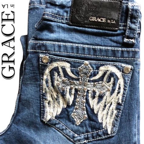 embroidery patterns Embroidered Angel Wings, Embroidery Designs Y2k, Y2k Angel Wings, Stitched Jeans, Zardozi Embroidery, Embroidered Boots, Aari Embroidery, Studded Jeans, Handmade Embroidery Designs