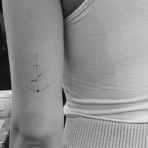 Tattoo Arabic, Feminine Anchor Tattoo, Arabic Tattoos, One Word Tattoos, Anchor Tattoo Design, Anker Tattoo, Tattoos For Girls, Anchor Tattoos, Inspiration Tattoos