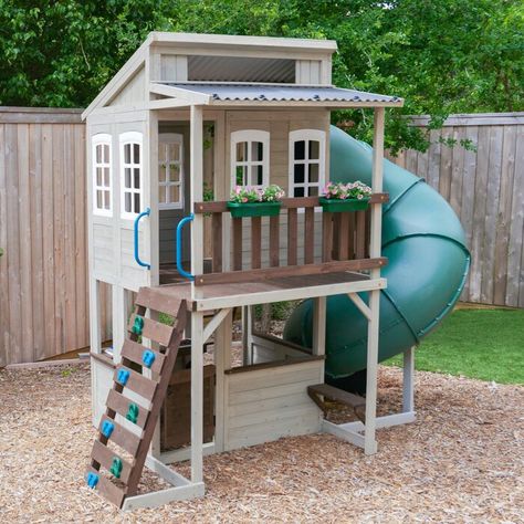 KidKraft Cozy Escape 7' x 10' Playhouse | Wayfair Cozy Escape Playhouse, Backyard Playset, Cafe Window, Backyard Playhouse, House Backyard, Playhouse Outdoor, Backyard Play, Play Structure, Backyard Playground