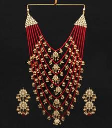 Red Beads Jewellery, Maroon Necklace, Silver Jewelry Cleaner, Kundan Jewellery Set, Antique Jewellery Online, Pearl Bridal Jewelry, Long Pearl Necklaces, Beads Jewellery, Pearl Jewelry Necklace