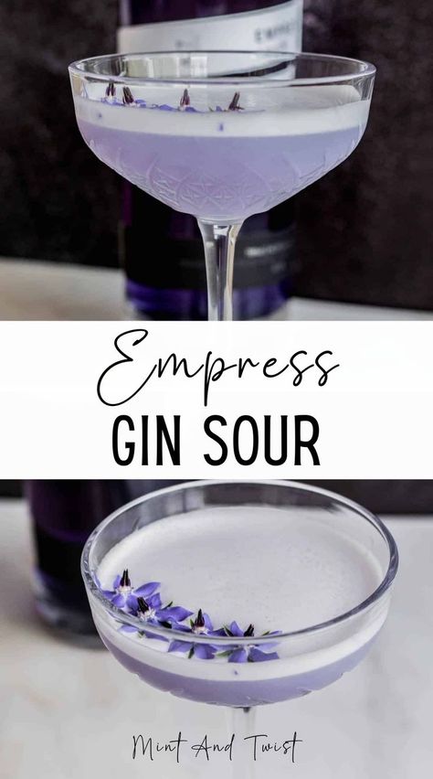 You’ll adore the Empress Gin Sour if you’re a gin lover. This vibrant and refreshing drink is a delightful twist on the classic Gin Sour, with the addition of Empress 1908 Gin. The result is a visually stunning and palate-pleasing cocktail, perfect for a special occasion. Empress Gin Sour, Empress Gin Drinks, Cocktails With Empress Gin, Empress Gin Cocktail, Empress Gin, Empress 1908 Gin, Raspberry Gin, Rosemary Syrup, Gin Sour