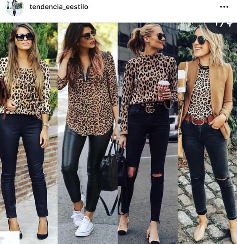 Leopard Shirt Outfit Casual, Leopard Print Blouse Outfit Work Wear, Leopard Button Down Shirt Outfit, Leopard Print Top Outfit Casual, Animal Print Top Outfit Ideas, Animal Print Sweater Outfit, Animal Print Blouse Outfit, Leopard Print Blouse Outfit, Leopard Print Shirt Outfit