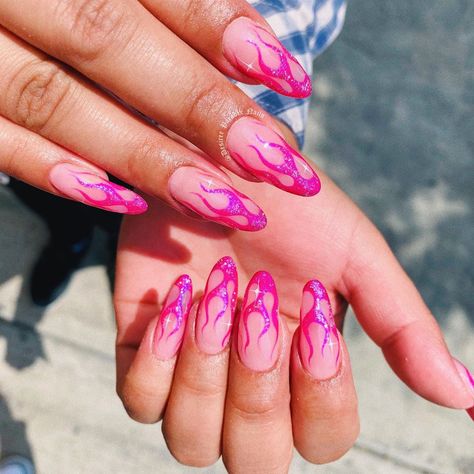 Amor Nails, Pink Flames, Flame Nails, Flame Nail Art, Witch Nails, Claw Nails, Fire Nails, Nail Art Inspiration, Nails Nails