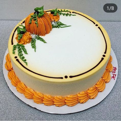 simple pumpkin cake Pumpkin Cake Decorating, Thanksgiving Cakes Decorating, Fall Theme Cakes, Fall Cakes Decorating, Fall Birthday Cakes, Halloween Cake Decorating, Halloween Cookies Decorated, Fall Cupcakes, Thanksgiving Cakes