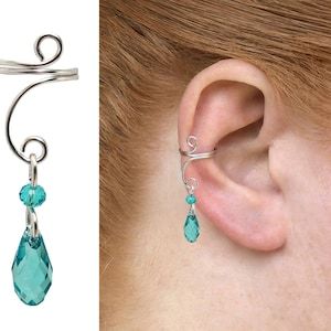 Beaded Non Pierced Ear Cuff Earring Ear Cuff with Crystal - Etsy 日本 Beaded Ear Cuff, Wire Ear Cuffs Diy, Ear Cuff Tutorial, Ear Cuff Diy, Wire Ear Cuffs, Ear Cuff Silver, Cartilage Ear Cuff, Ear Cuff Jewelry, Helix Ear