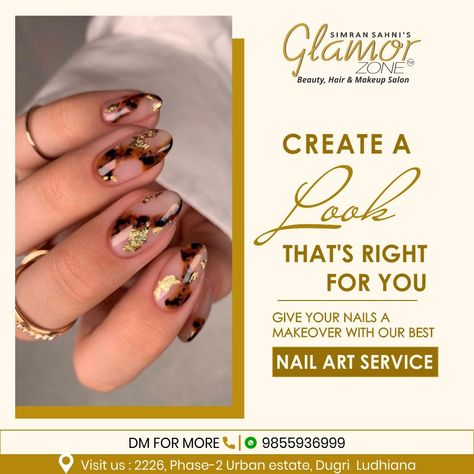 Create a look that's right for you. ---------------------------- Contact us @ 9855936999 . #nails #nailsonfleek #nailartist #naildesign #nailart #extensions #nailextensions #beauty #salon #glamorous #nailstyle #keratintreatment #hair #hairstyles #hairbeauty #hairstylist #rebond #rebondinghair #smoothening #curls #straighthair #silkyhair #smoothhair #shine #shinebright #strong #Scalp #hairspa #bridalmakeup Nail Art Poster Design Ideas, Nails Offer Poster Ideas, Nail Art Offer Poster, Nail Offer Poster, Beauty Salon Creative Ads, Nail Promotions Ideas, Nail Art Poster, Beauty Salon Marketing, Nail Parlour