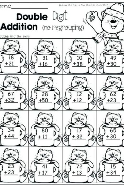 Addition Worksheets First Grade, Canva Learning, Worksheets For 2nd Grade, Addition Coloring Worksheet, Addition Without Regrouping, Adding Worksheets, Doubles Addition, Coloring Worksheets For Kindergarten, 2 Digit Addition